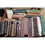 A BOX OF VINTAGE AND ANTIQUARIAN BOOKS, including vols 5 & 7 of 'The Spectator' (1766), 'The