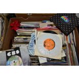 A TRAY CONTAINING OVER TWO HUNDRED AND FIFTY 7'' SINGLES including mostly pop music from the 1960'