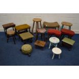 FIFTEEN VARIOUS STOOLS of various ages, styles and sizes, including Lloyd Loom, Stoolette, etc