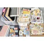 THREE BOXES WITH LARGE ACCUMULATION OF STAMPS, a quantity of worldwide first day covers, interesting
