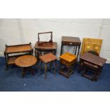 A QUANTITY OF OCCASIONAL FURNITURE, to include an oak cutlery cabinet, nest of three tables (sd) tea