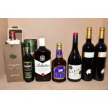 A COLLECTION OF WHISKY, WINE AND RUM, comprising one bottle of The Glenlivet 12 year aged Single