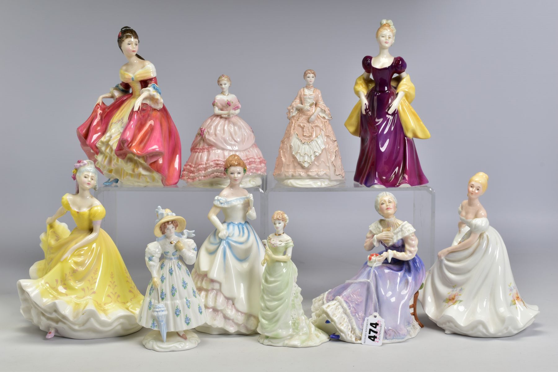 A GROUP OF FIGURES, comprising five Royal Doulton 'Happy Anniversary' HN3097 (seconds), 'Claire'