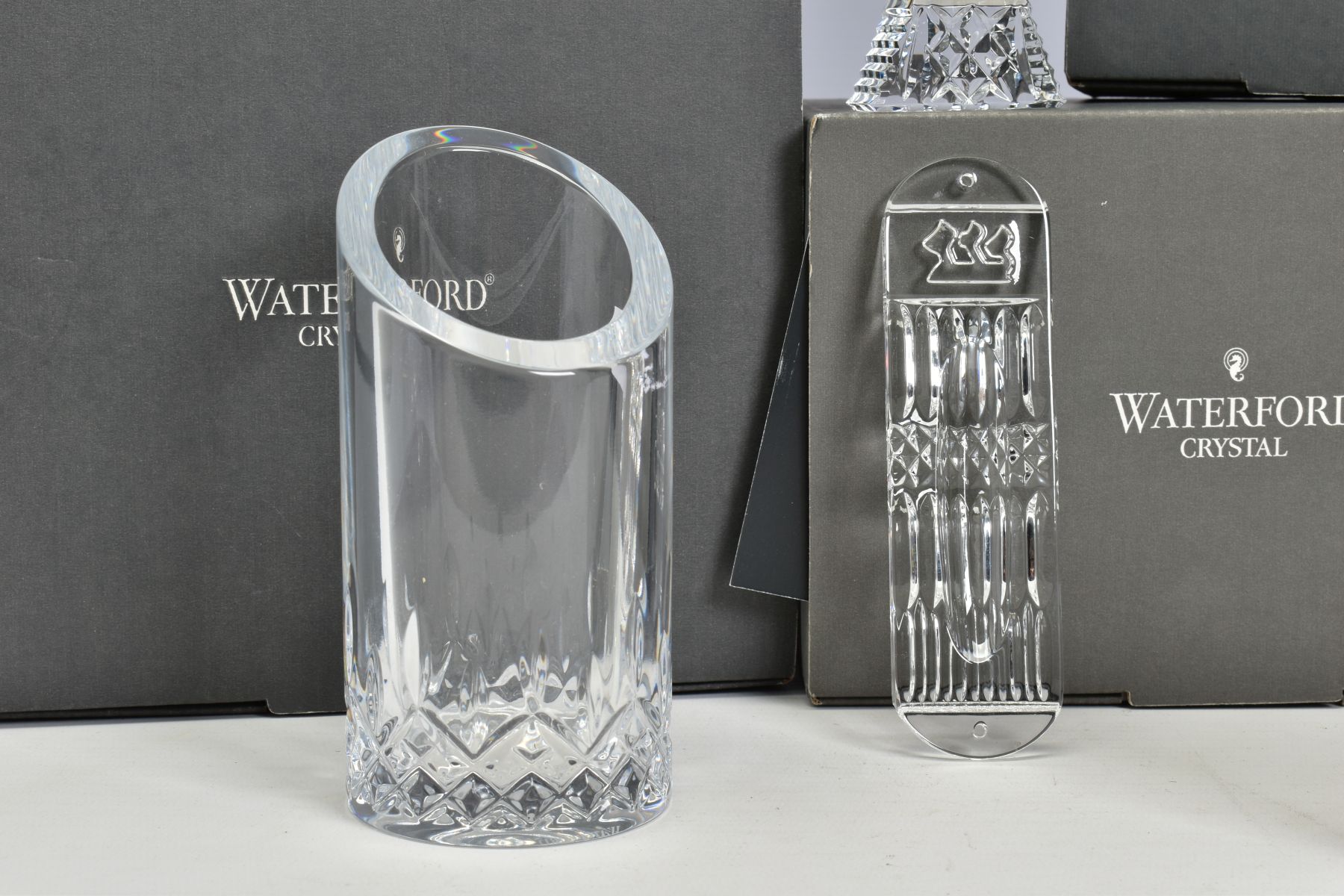 A GROUP OF WATERFORD CRYSTAL, comprising boxed 'Celtic Cross', stamped to base, height 14cm, a boxed - Bild 3 aus 7