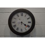 A LATE 19TH CENTURY CIRCULAR WALL CLOCK, the 13'' enamel dial with Froman numerals and a single