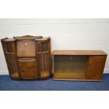 A MID 20TH CENTURY OAK SIDE BY SIDE BUREAU BOOKCASE, width 122cm x depth 34cm x height 120cm