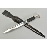 A GERMAN 3RD REICH PARADE BAYONET, scabbard plus leather 'frog attachment', the bayonet is