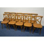 A SET OF TEN OKA CAMARGUE STYLE OAK DINING CHAIRS