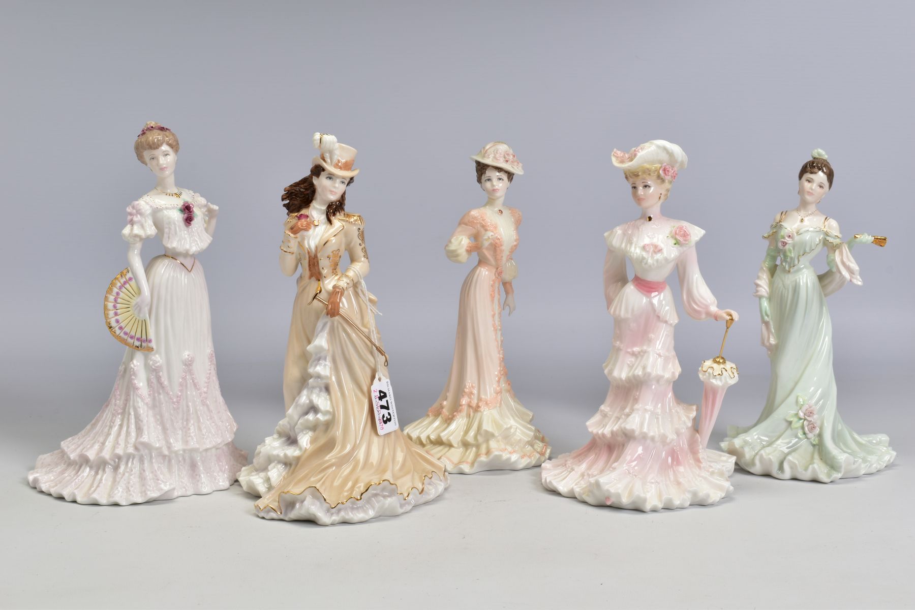 FIVE LIMITED EDITION COALPORT FIGURES FROM LA BELLE EPOQUE, 'Helena Riding in Hyde Park' No.1180/