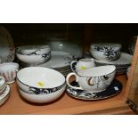 DENBY MONSOON CHRYSANTHEMUM PART DINNER WARES, comprising gravy boat and stand, a milk/cream jug,