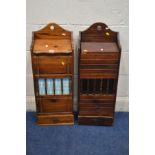 TWO VARIOUS STAINED PINE FRENCH BAGUETTE BOXES