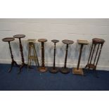 EIGHT VARIOUS TORCHERE/PLANT STANDS, of various ages, styles and sizes