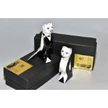 TWO BOXED CMIELOW SEATED CAT FIGURES, numbered 217 and 218, decorated as a female with necklace,