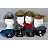 A BOX OF TEN MILITARY CAPS/HEADWEAR, to include womens RAF, Qaranc, ATS, Red Cross etc, Royal