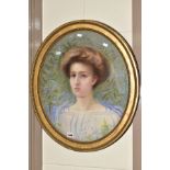 ALFRED LIBORON (20TH CENTURY) A HEAD AND SHOULDERS PORTRAIT OF AN EDWARDIAN LADY, signed right