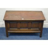 A MID 20TH CENTURY FYNE LADY OAK BLANKET CHEST, width 92cm x depth 46cm x height 51cm