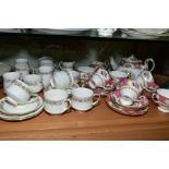 ROYAL ALBERT 'LADY CARLYLE' TEAWARES, comprising teapot, milk jug, sugar bowl, five teacups, six