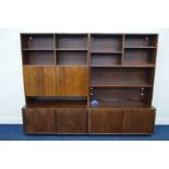 TWO 1970'S DANISH ROSEWOOD BOOKCASES, with an assortment of adjustable open shelves and double
