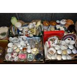 FOUR BOXES AND LOOSE CERAMICS AND GLASSWARE, including boxed Spode Christmas Tree serving dish, a