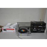 AN ION USB TURNTABLE in box, a vintage Technics SA-Z50L tuner amp, RS-D550W tape player and a SL-