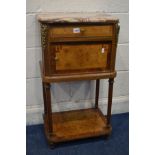 AN EARLY 20TH CENTURY MAHOGANY, BURR WALNUT, AMBONYA CROSSBANDED AND STRUNG INLAID FRENCH POT