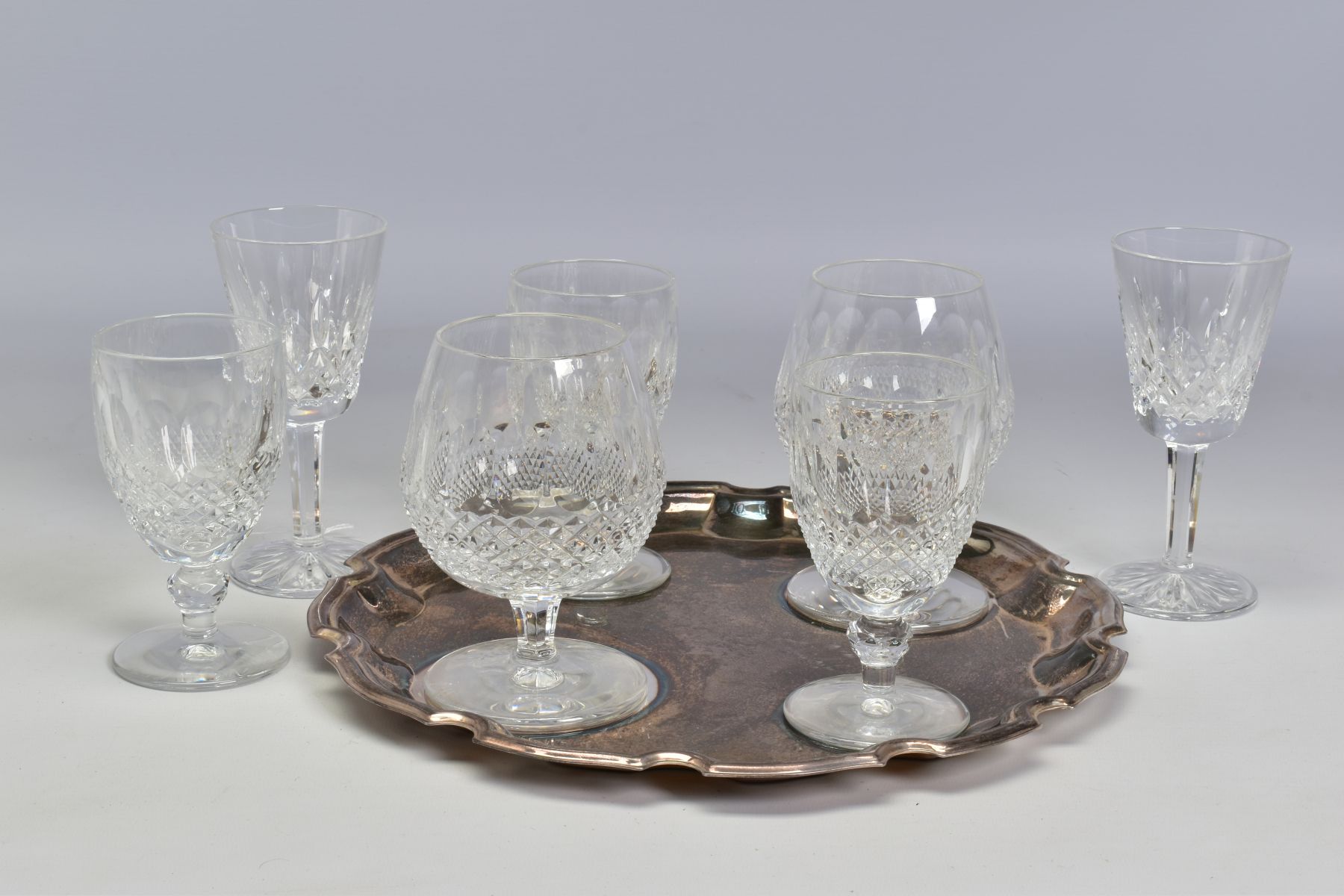 WATERFORD CRYSTAL COLLEEN GLASSES, comprising a pair of brandy glasses and three wines, together
