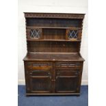 A MID 20TH CENTURY OAK DRESSER with two drawers, width 126cm x depth 48cm x height 182cm