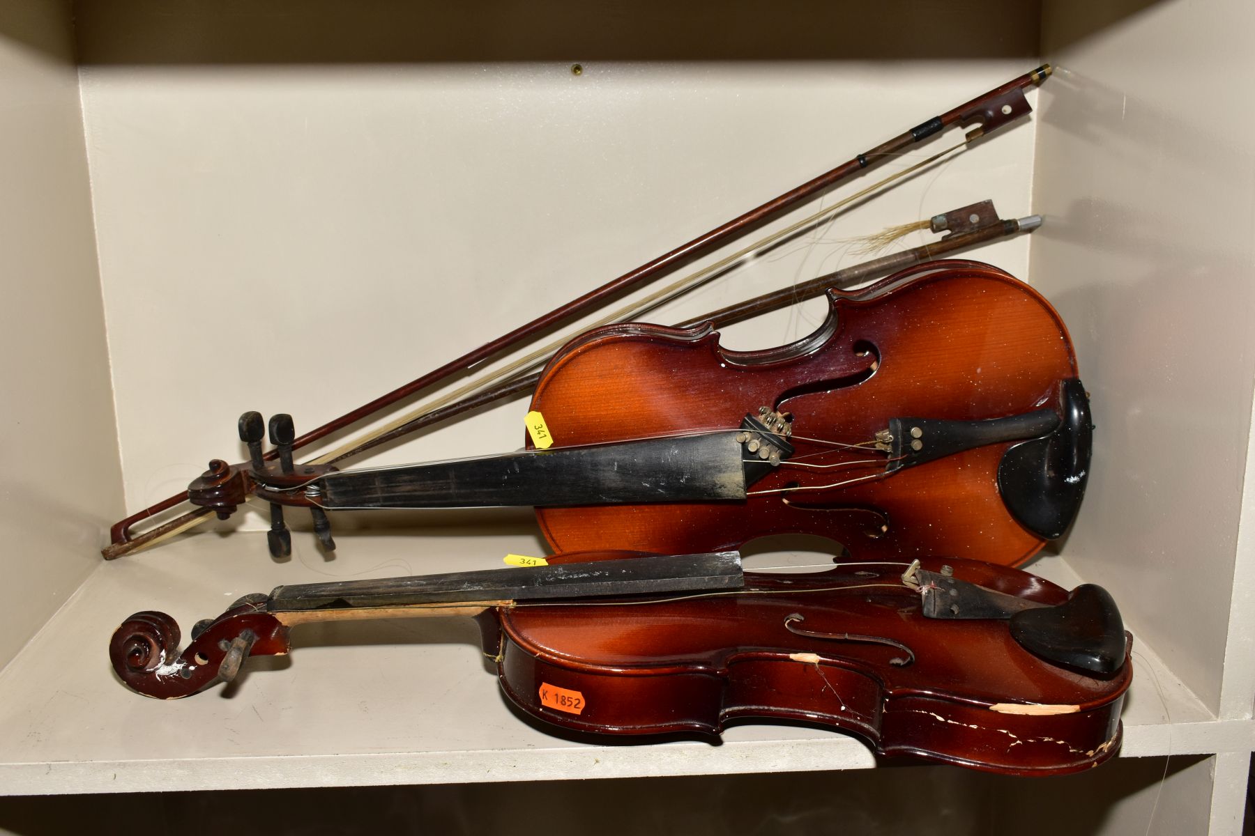 TWO TATRA VIOLINS by Rosetti, with a Chinese 'Lark' violin, all in need of some restoration, with - Image 3 of 3