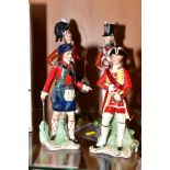 TWO DRESDEN PORCELAIN SOLDIERS, '93rd Highlanders Sutherland' (hand restored), height 27cm and '