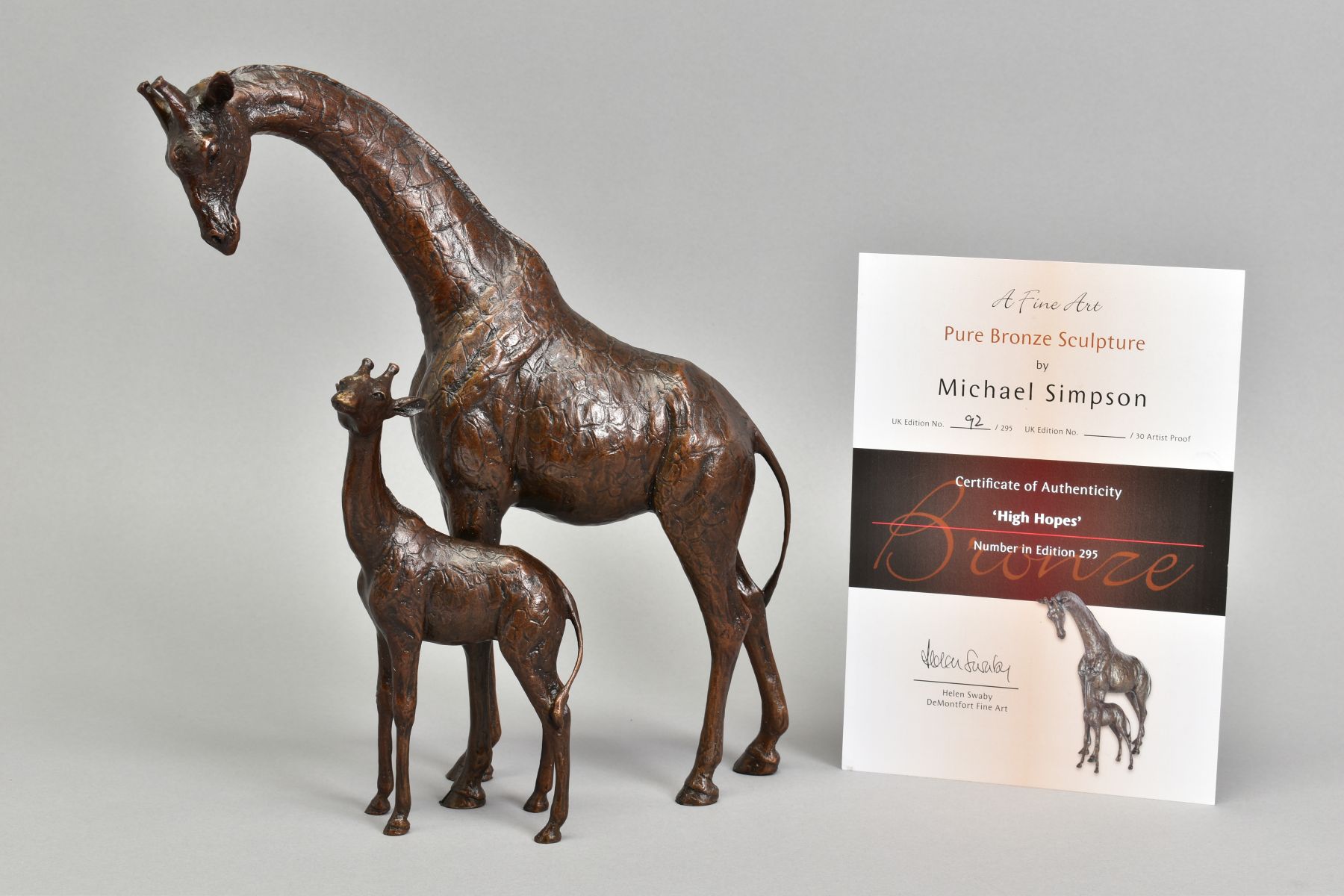 MICHAEL SIMPSON (BRITISH CONTEMPORARY) 'HIGH HOPES' a limited edition bronze sculpture of a