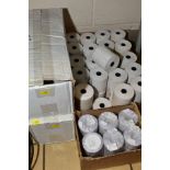 THREE BOXES OF TILL ROLLS AND A BOX OF ROLLS OF STICKERS FOR A PRICING GUN (four boxes)