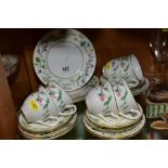 ROYAL WORCESTER ARCADIA PATTERN TEA WARES, comprising six cups, six saucers, six tea plates and four
