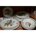 A PORTMEIRION BOTANIC GARDEN PART DINNER SERVICE, comprising five porridge bowls, five oval steak