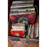 A BOX OF OVER SIXTY LP'S AND FIFTY 45 RPM SINGLES, to include Imagine by John Lennon, Bad by Michael