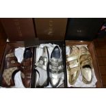 THREE PAIRS OF LADIES (BELIEVED TO BE) GUCCI TRAINERS, brown 121830, size 41, gold 121830 size 40