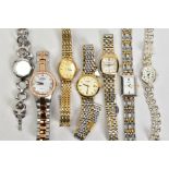 A COLLECTION OF LADIES WRISTWATCHES, six modern bracelet Rotary watches, various designs in gold