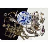 A SELECTION OF ITEMS, to include a Bernard Muller silver teaspoon with a Cello player to the handle,