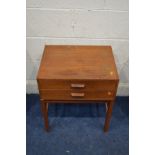 A MID 20TH CENTURY TEAK DANISH STYLE LAMP TABLE with two drawers, width 50cm x depth 39cm x height