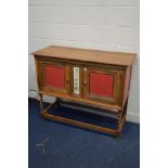 A GOLDEN OAK AND PAINTED SIDEBOARD, width 122cm x depth 49cm x height 99cm