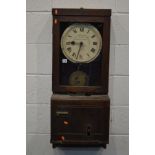AN EARLY 20TH CENTURY OAK GLEDHILL-BROOK TIME RECORDERS LTD, CLOCKING IN/OUT CLOCK, width 39.5cm x