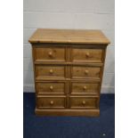 A MID TO LATE 20TH CENTURY PINE CHEST OF FOUR LONG DRAWERS, width 61cm x depth 59cm x height 107cm