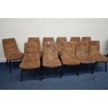 A SET OF ELEVEN BROWN FAUX SUEDE DINING CHAIRS, (s.d.) (7)