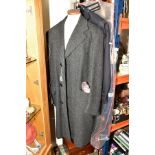 A GENTLEMANS 'SIMON HOUSE' CROMBIE WOOL OVERCOAT, length 112cm, with a gents George (Asda) two piece