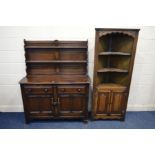 A DARK ERCOL DRESSER, with two drawers, width 124cm x depth 44cm x height 150cm, together with an