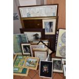 PAINTINGS AND PRINTS, etc to include a late 19th/early 20th Century oil on canvas of a stream