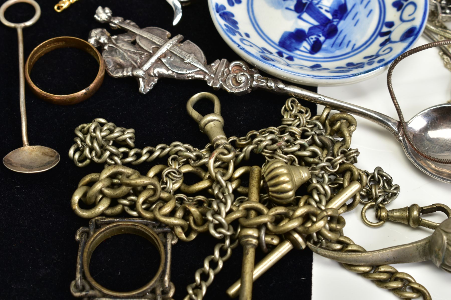 A SELECTION OF ITEMS, to include a Bernard Muller silver teaspoon with a Cello player to the handle, - Image 2 of 3