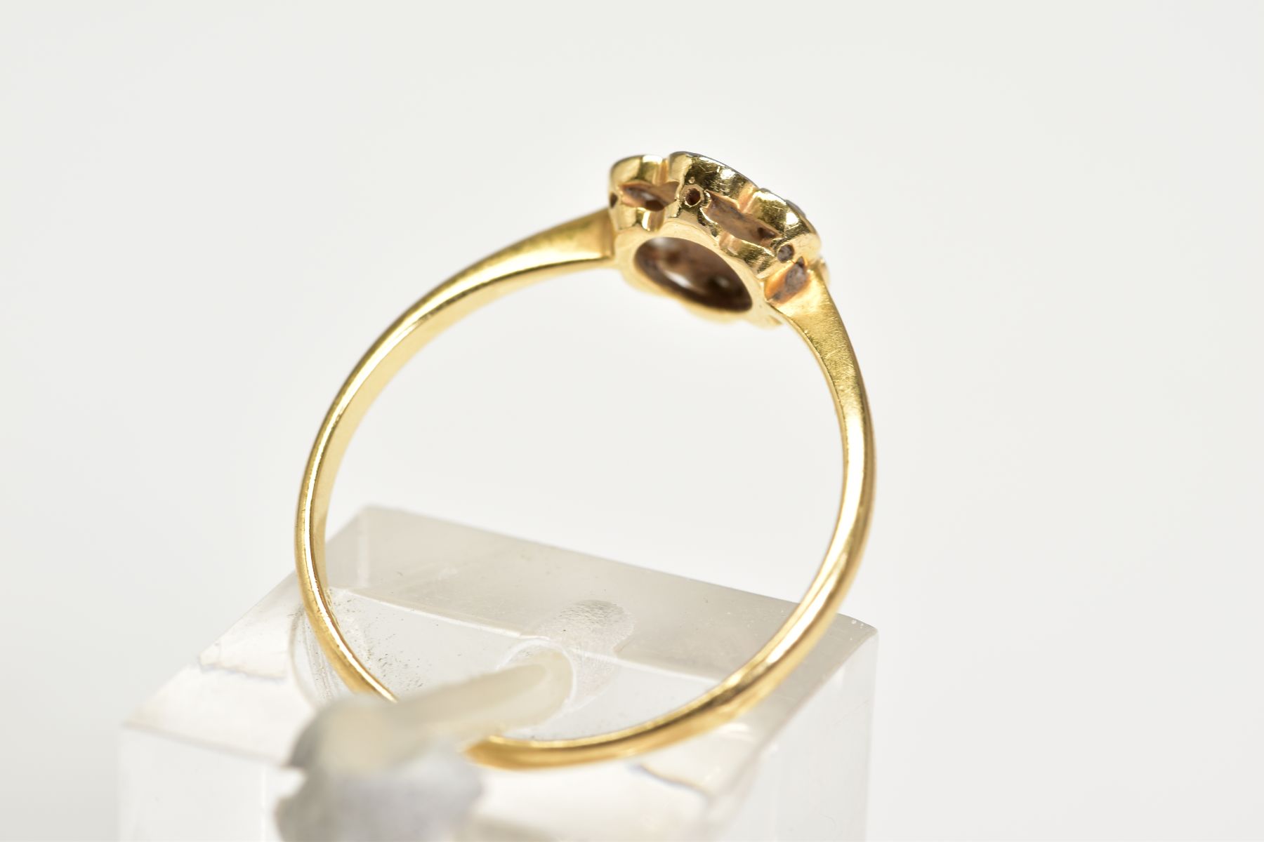 A DIAMOND CLUSTER RING, the yellow metal ring designed with a flower cluster set with single cut - Image 3 of 3