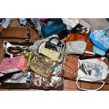 FOUR BOXES OF LADIES BAGS to include Malissa, Claudie Pierlot, Abro, Mary Frances, Jaegar etc,