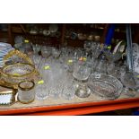 CUT GLASS ETC, to include a Waterford crystal ashtray, six Webb wine glasses with etched mark,