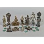 A COLLECTION OF SMALL BRONZE FIGURES OF BUDDHA, ETC, most items probably South East Asian,